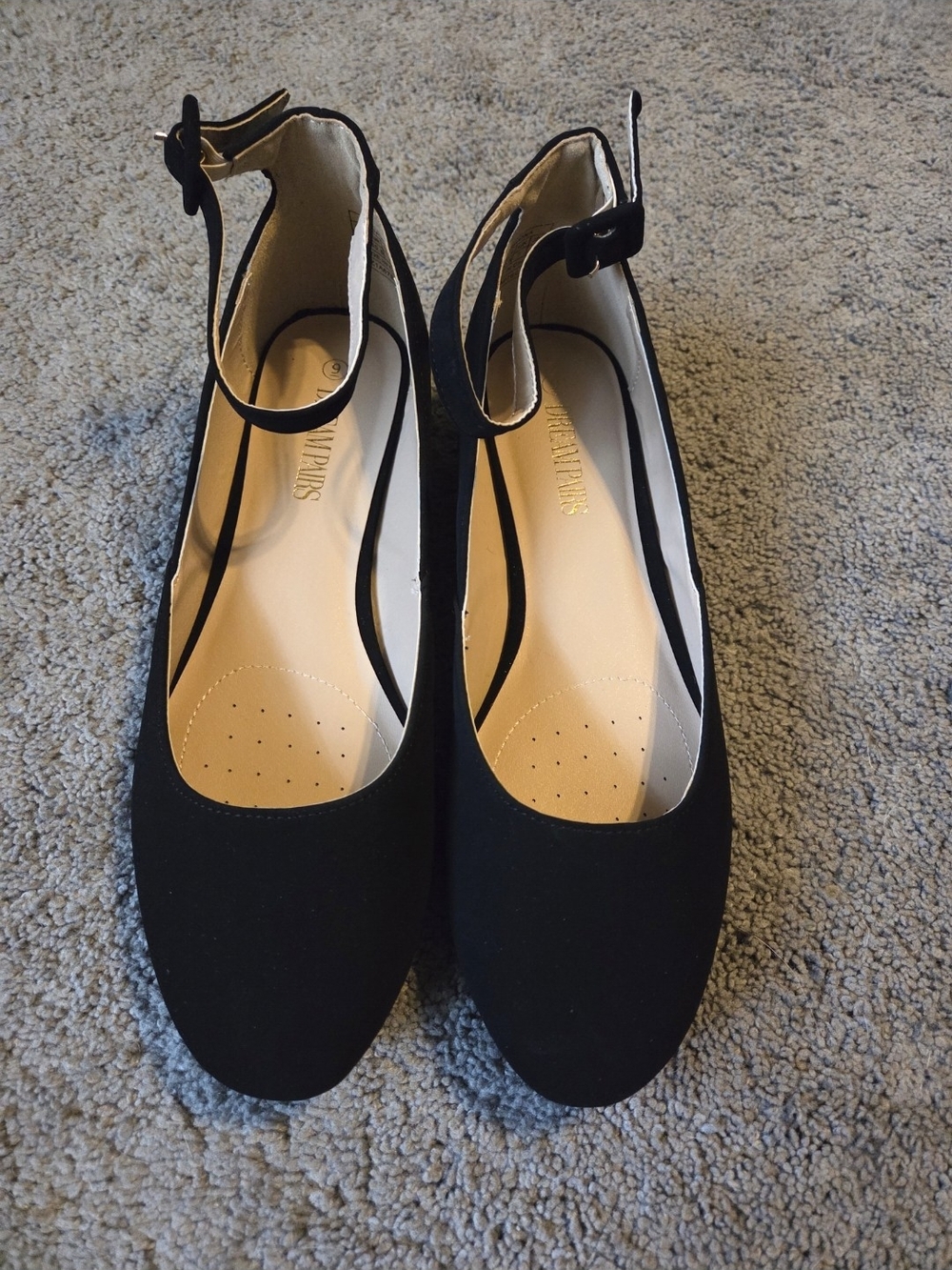 Dream Pairs Black Ballet Flats with Ankle Strap Size 9